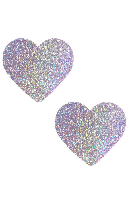 Heart Pasties in Lavender Hologram