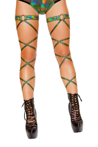 100" Gartered Leg Wraps - Dark Green Shimmer