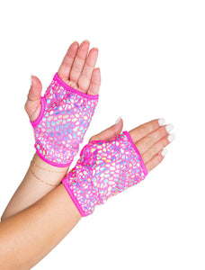 Holographic Colorful Fingerless Gloves