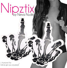 Load image into Gallery viewer, White Glitter Skeleton Hand Nipztix Pasties - Neva Nude