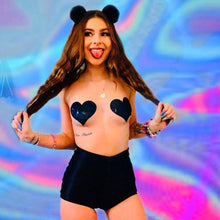 Load image into Gallery viewer, Black Holographic  Massive Heart Pasties - XL