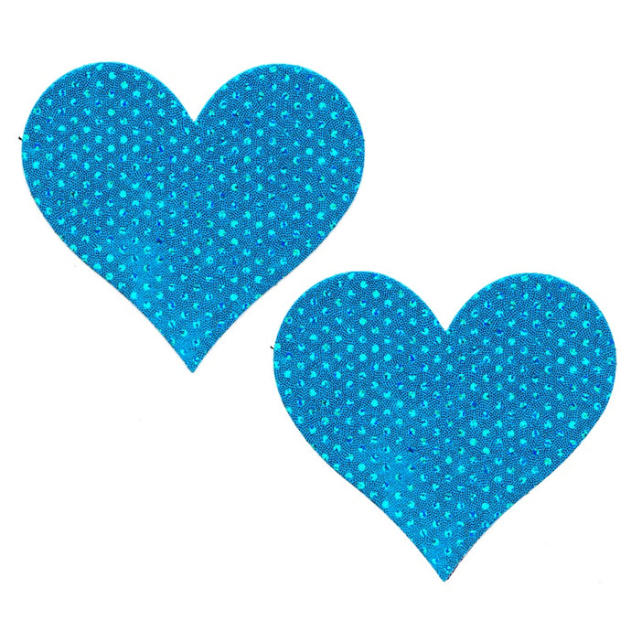 Blue Sparkles Heart Pasties - XL