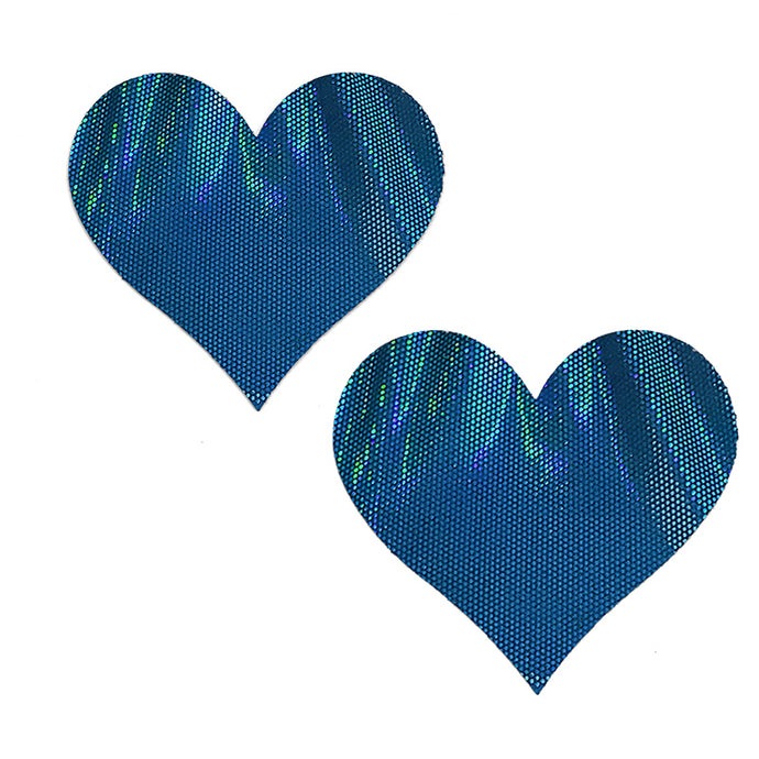 Blue Foil Heart Pasties - XL