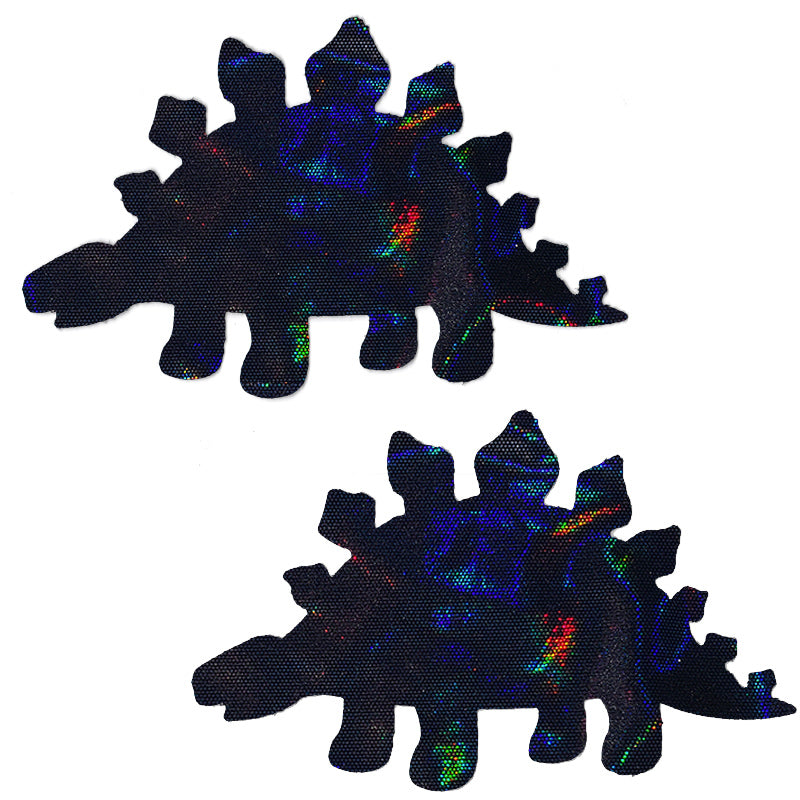 Black Holographic Foil Dinosaur Pasties - XL