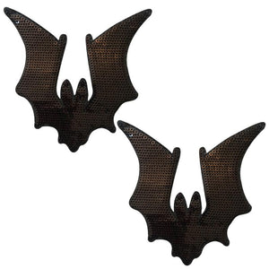 Neva Nude Sequin Black Large Bat Nifty Nipztix Pasties Nipple Cover Stickers