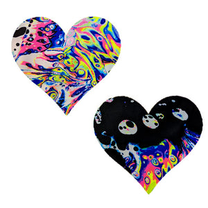 Black Neon Acid  Massive Heart Pasties - XL