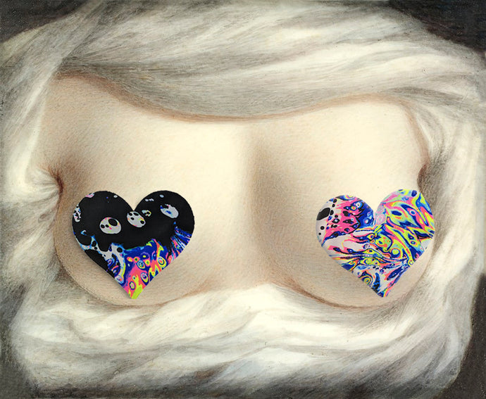 Black Neon Acid  Massive Heart Pastie breast nipple covers