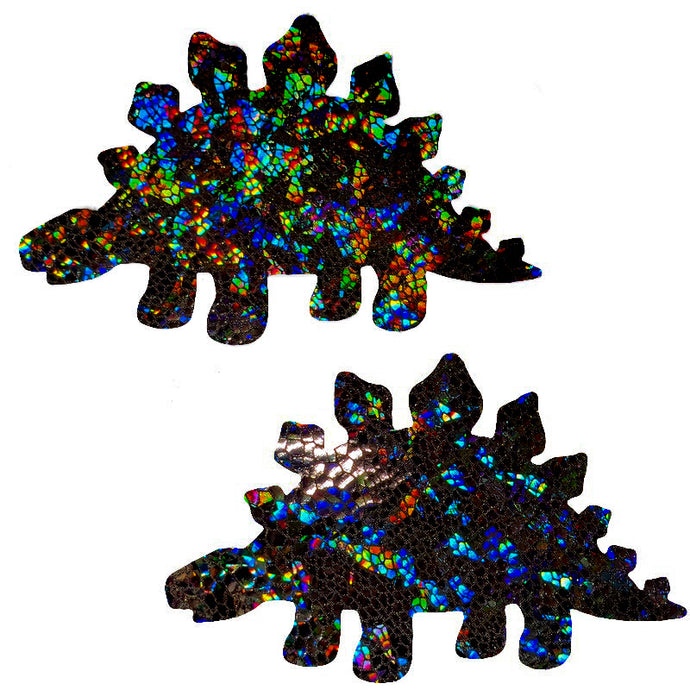 Black Holographic Shatter Dinosaur Pasties - XL