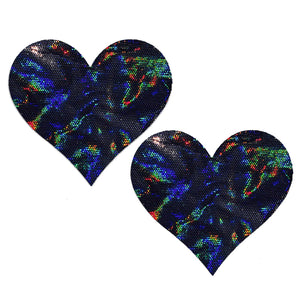 black pasties holographic heart extra large 
