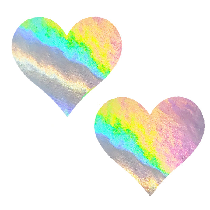 Silver  Holographic Massive Heart Pasties - XL