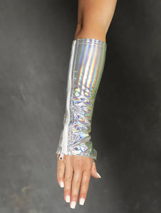 Silver Chrome Holographic Gloves