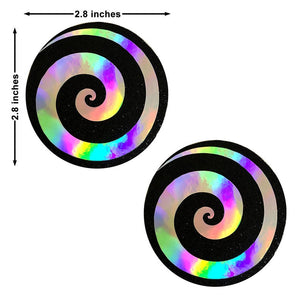 Holographic Spiral on Black Glitter Nipztix Pasties