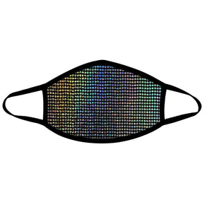Disco Robot Super Holographic Black Face Mask For Festivals and Raves, Breathable, Reusable, Cotton Liner