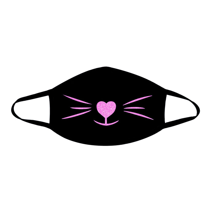 MEOW-ZA Blacklight UV Pink Glitter Black Face Mask