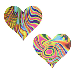 Trippy Colors Massive Heart Pasties - XL