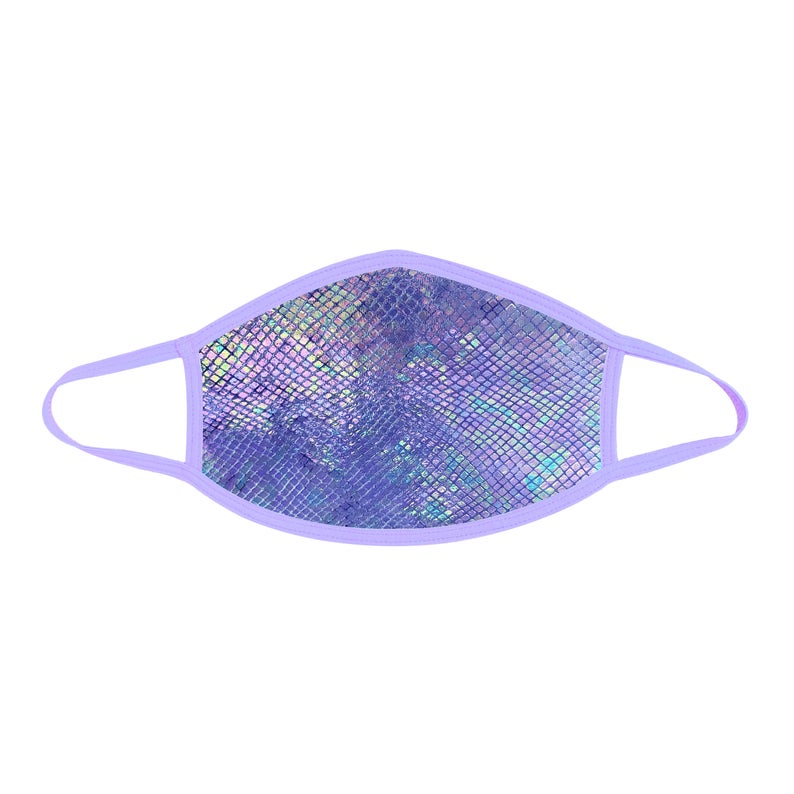 Purple Python Holographic Pastel Face Mask For Festivals and Raves, Breathable, Reusable, Cotton Liner
