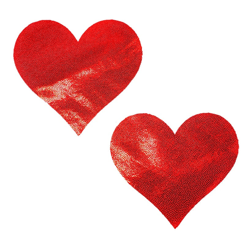 Heart Pasties Red Love Shimmer Massive  - XL