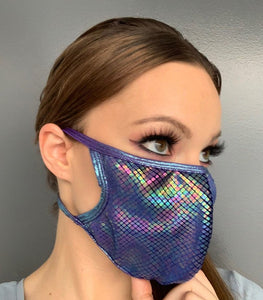Blue Hologram Face Mask - Rave Mask Style