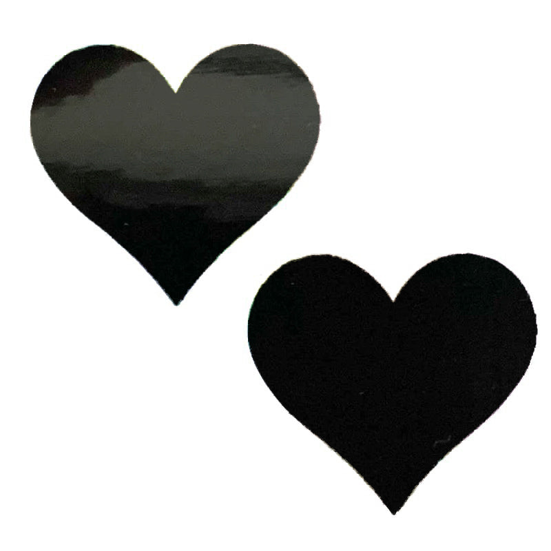 Black Wet Look Vinyl Massive Heart Pasties - XL